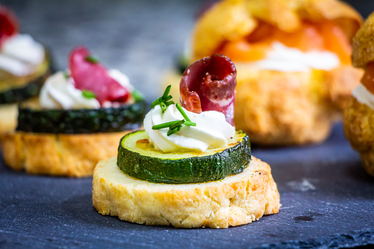 Canapés courgette et fromage frais